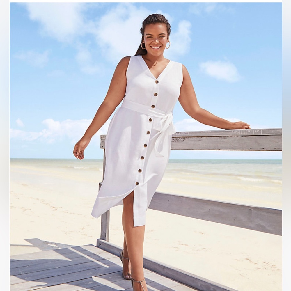 Loft Plus Size 26 white linen dress